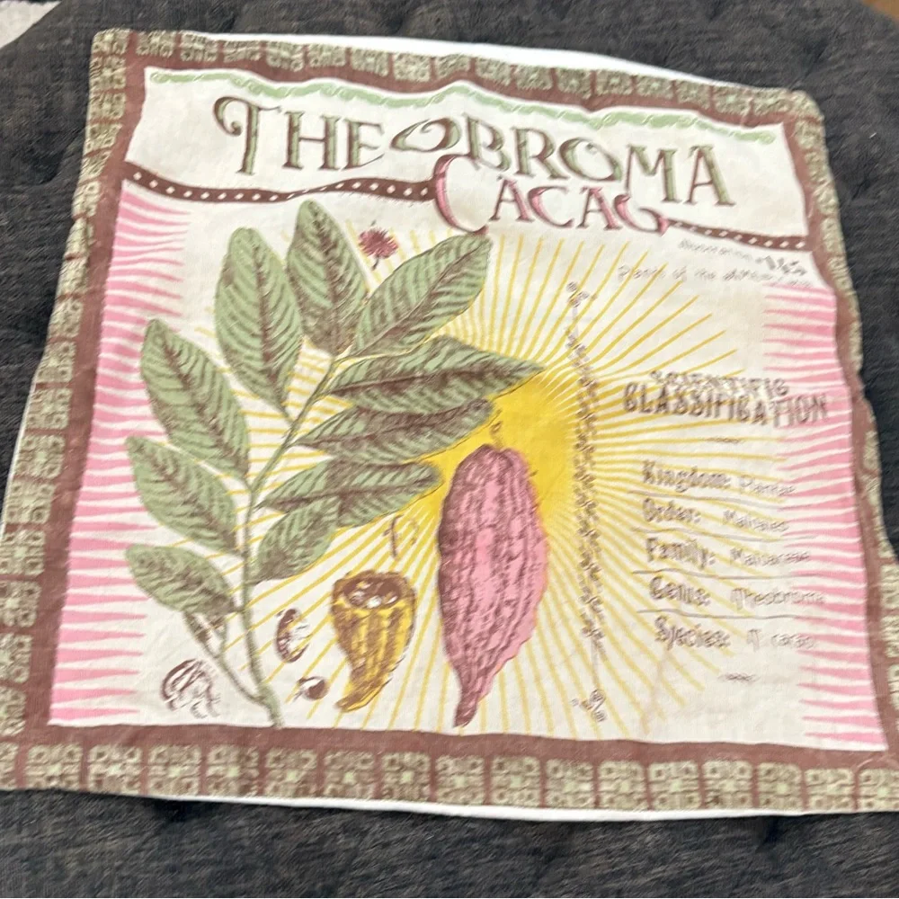 Set of 2 Koko Company Botanica 20” Pillow Covers Linen- Theobroma Cacao Print.